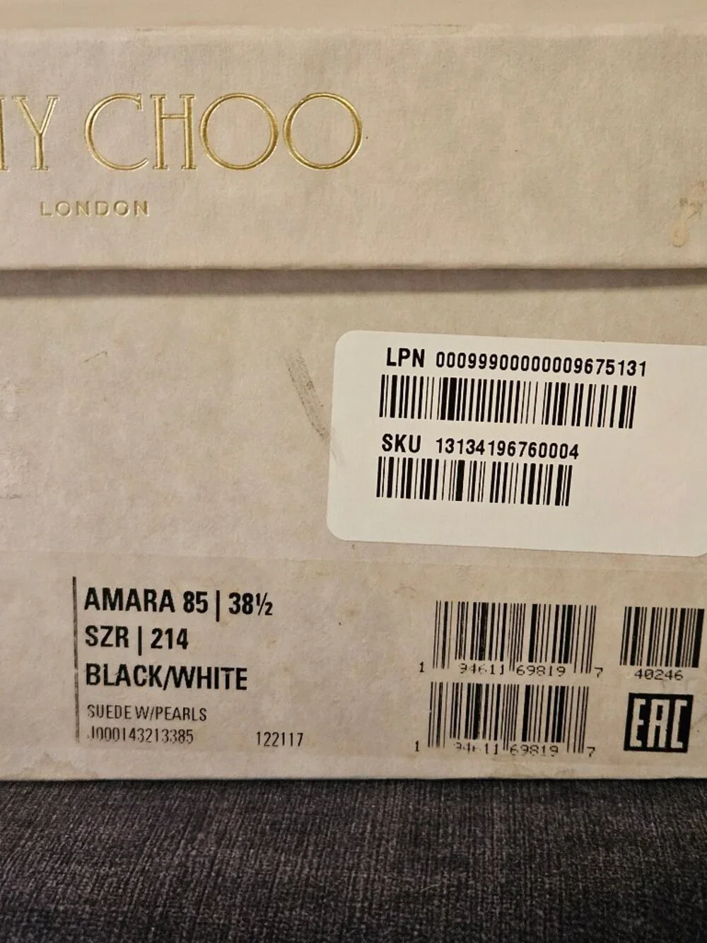 Jimmy Choo Amara 85mm Pearl Straps Suede Block Heels Mules EUC  EU 38.5 US 8-8.5 - Picture 9 of 9